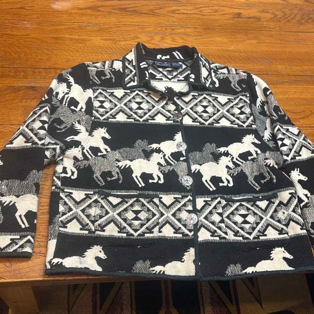 Jane Ashley Weaved western print dress jacket. Size XL